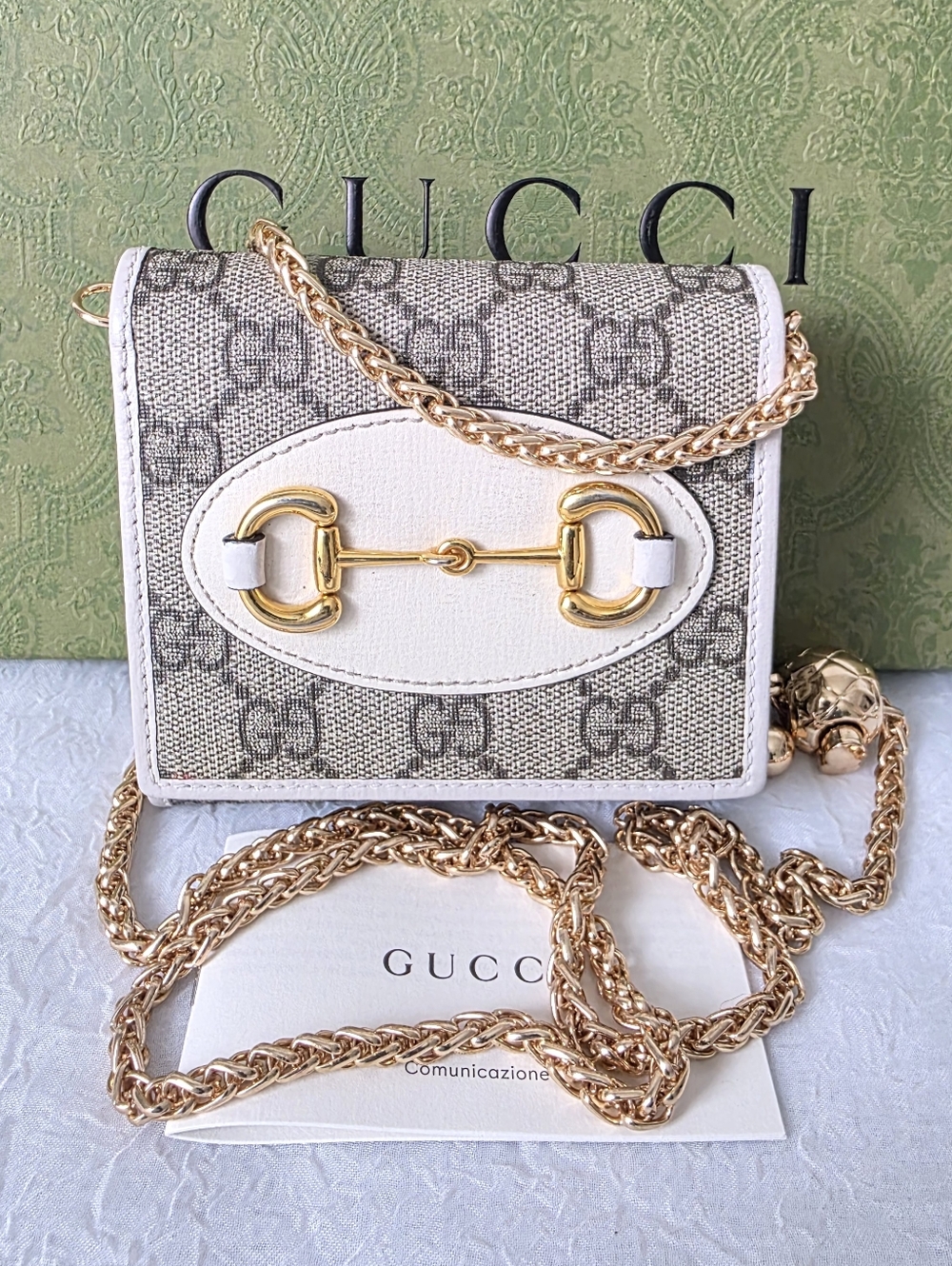 Auth Gucci GG Supreme Horsebit Compact Wallet